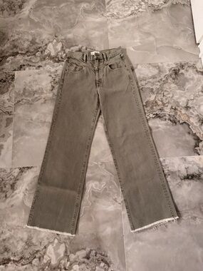 SLVRLAKE Light Gray Denim Jeans with Contrast Stitching